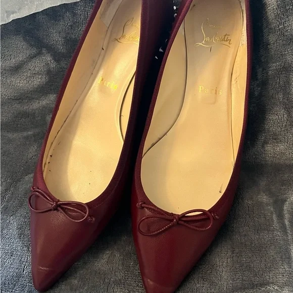 Christian Louboutin Women's Burgundy Ballet Flats - Picture 5 of 9